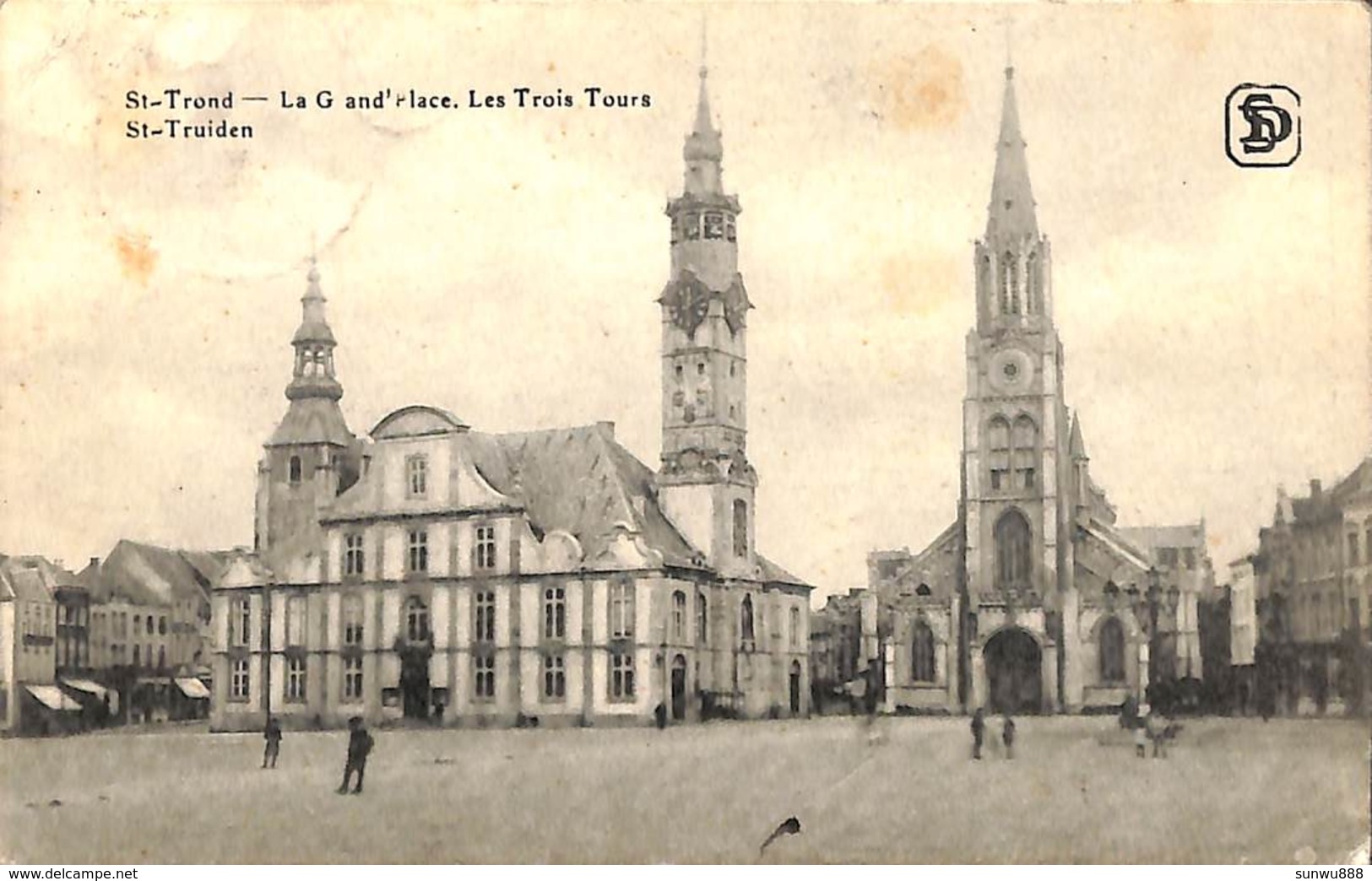 St Truiden - La Grand Place - Les Trois Tours (animée, SD 1920) - Sint-Truiden