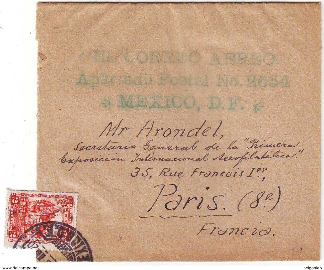 RARE Lettre Du MEXIQUE Adressee A La PREMIERE EXPOSITION DE POSTE AERIENNE Paris 1930 - 1921-1960: Période Moderne