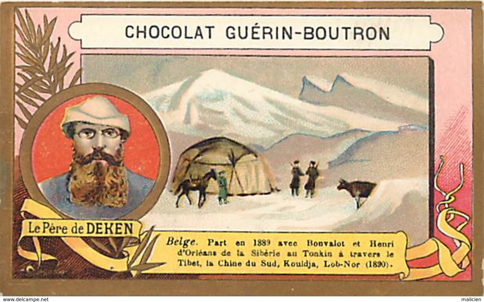 - Chromos- Ref-chA320- Guerin Boutron -père De Deken -explorateur - Explorations - Tibet - Chine Du Sud 1890 - Asie .- A - Guérin-Boutron