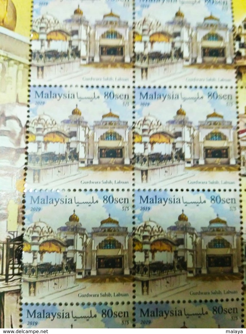 Malaysia 2019 Stamps Sheet Sheetlet Gurdwara Sahib Labuan Federal Territory Places Of Worship  MNH - Malaysia (1964-...)