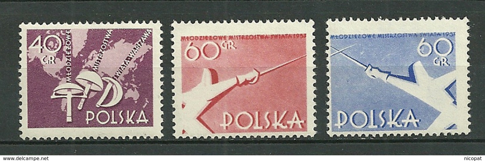 POLAND MNH ** 890-892 Championnats D'escrime De La Jeunesse Fleuret épée Sabre Escrimeur - Ungebraucht