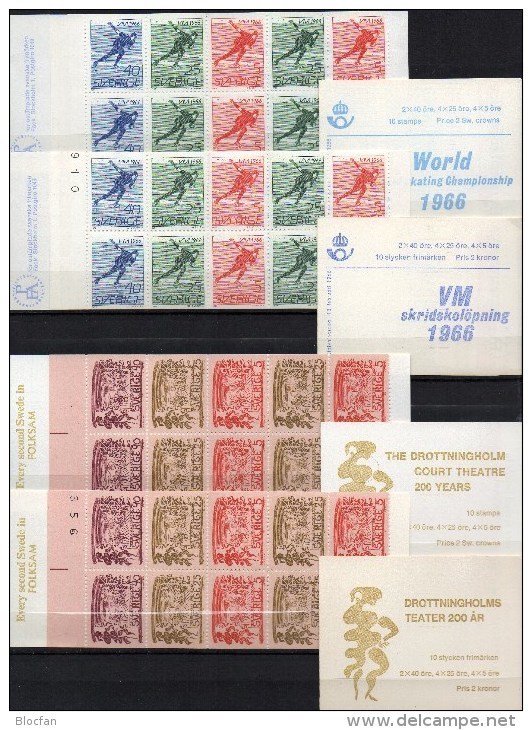 Eisschnellauf/Theater 1966 Schweden MH 10+13 I+II ** 10€ Schwedisch/english Art Se-tenant Sport Booklets Of Sverige - Collections