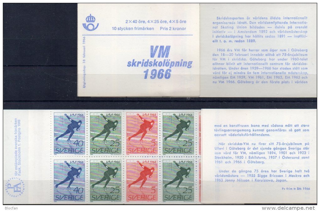 Eisschnellauf/Theater 1966 Schweden MH 10+13 I+II ** 10€ Schwedisch/english Art Se-tenant Sport Booklets Of Sverige - Collections