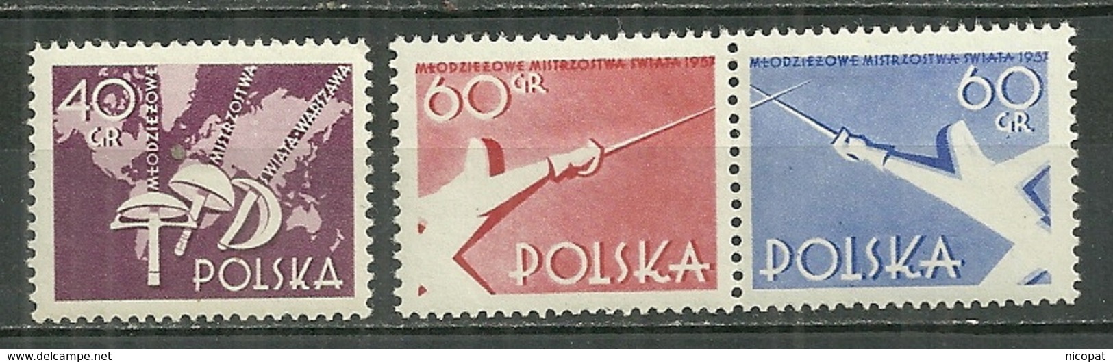 POLAND MNH ** 890-892 Championnats D'escrime De La Jeunesse Fleuret épée Sabre Escrimeur - Neufs