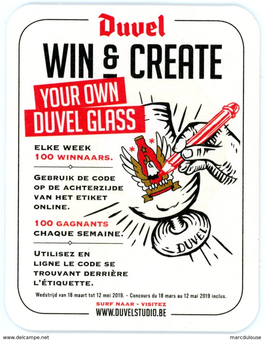 Belgium. Duvel. Win & Create Your Own Duvel Glass. Elke Week 100 Winnaars. 100 Gagnants Chaque Semaine. Www.duvelstudio. - Sous-bocks