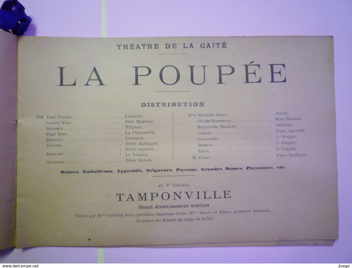 2019 - 1647  JOLI  PROGRAMME du Théâtre de la Gaité  1896-1897  (28 pages)   