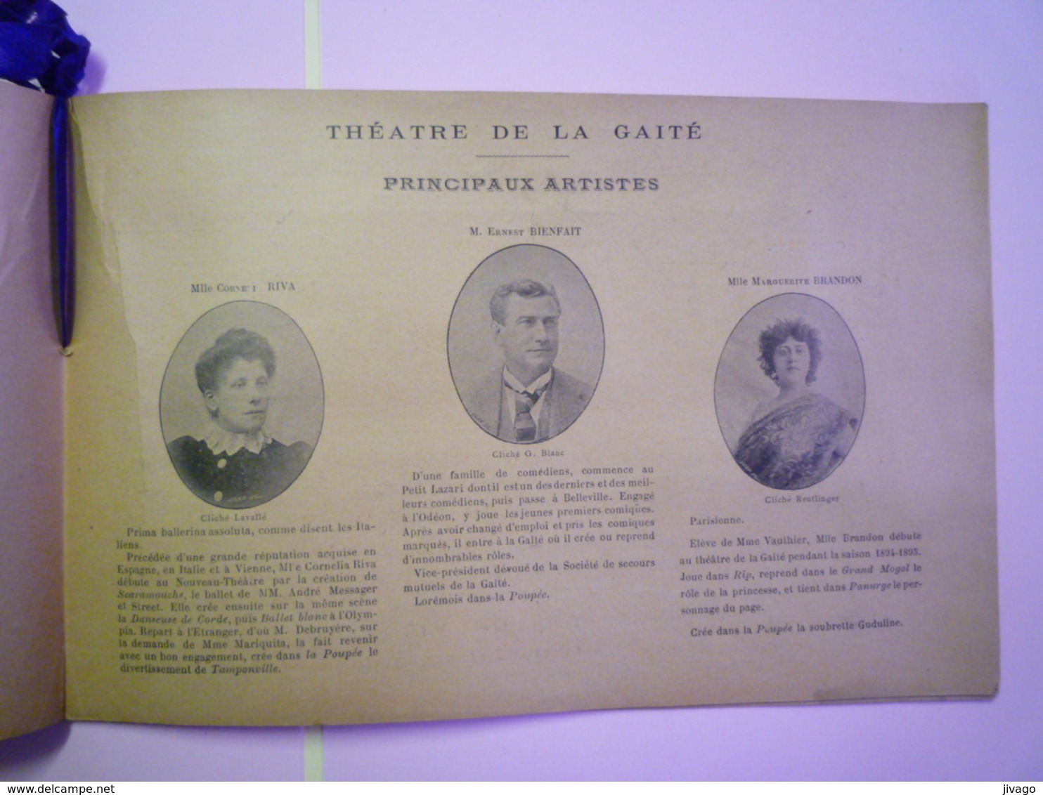 2019 - 1647  JOLI  PROGRAMME du Théâtre de la Gaité  1896-1897  (28 pages)   