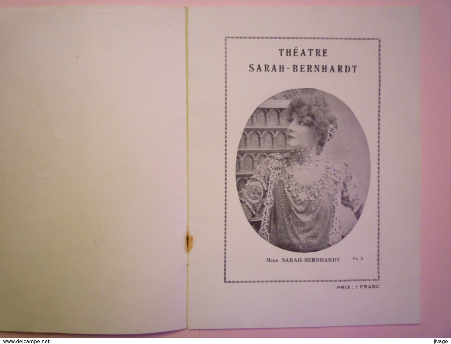 2019 - 1648  JOLI  PROGRAMME Du Théâtre  " SARAH BERNHARDT "  (12 Pages)    - Programmes