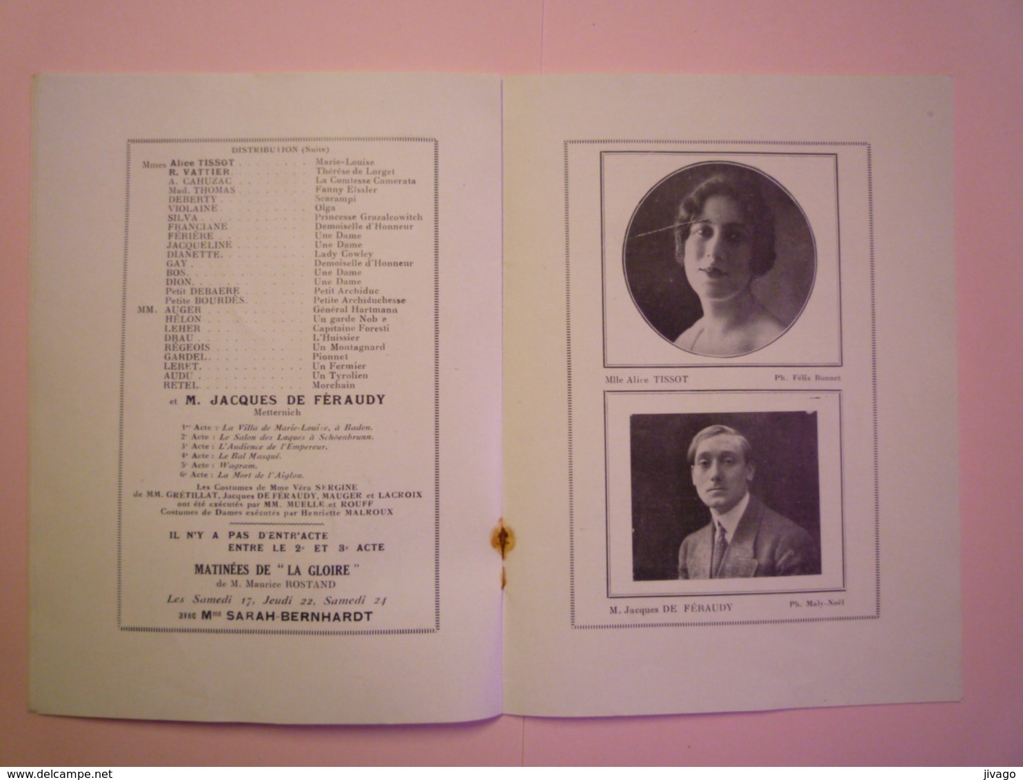 2019 - 1648  JOLI  PROGRAMME du Théâtre  " SARAH BERNHARDT "  (12 pages)   