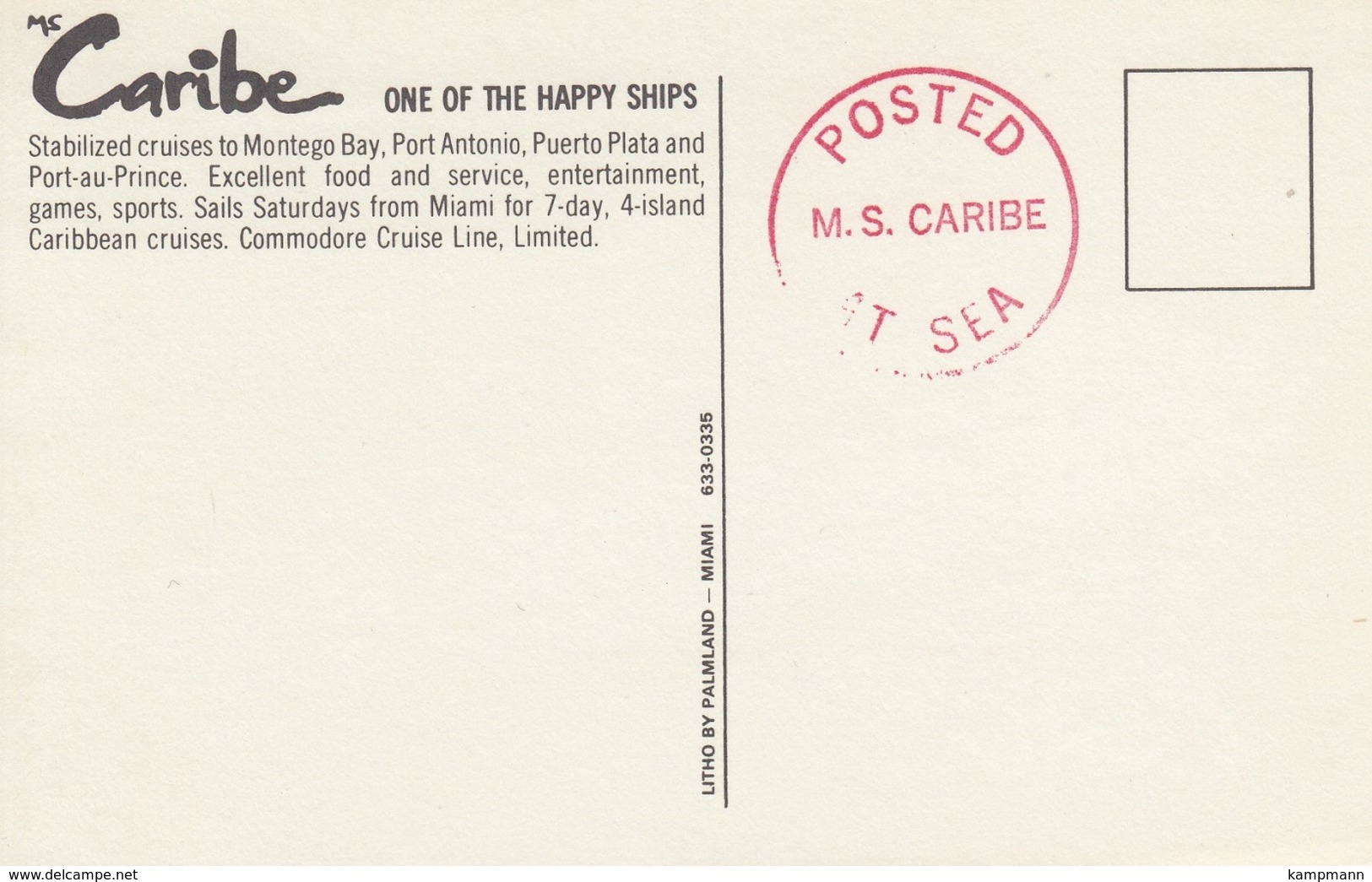 MS "Caribe",Commodore Cruise Line, Ungelaufen - Dampfer