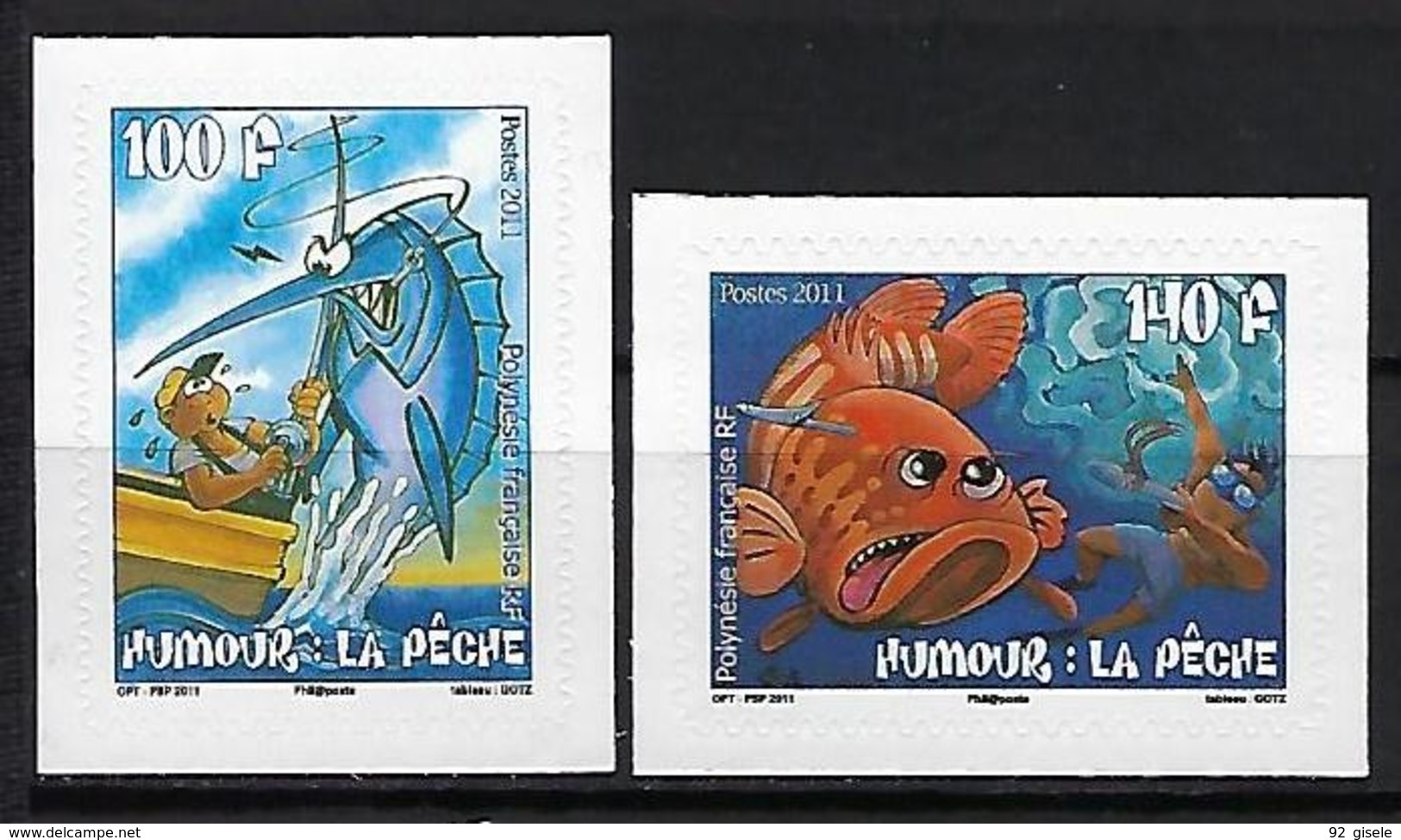 Polynésie YT 951 & 952 " La Pêche, Adhesif " 2011 Neuf** - Unused Stamps