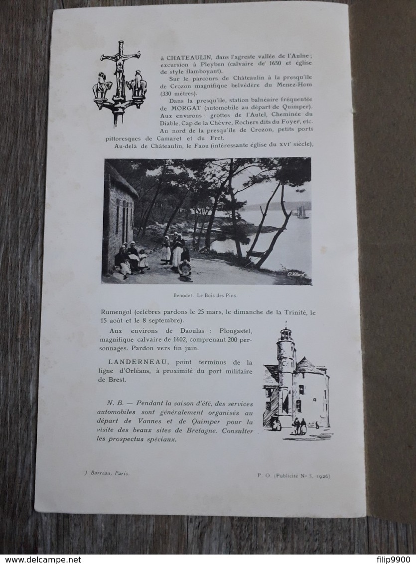 Bretagne Côte Sud - Chemin De Fer De Paris à Orléans - 1926 - Tourism Brochures