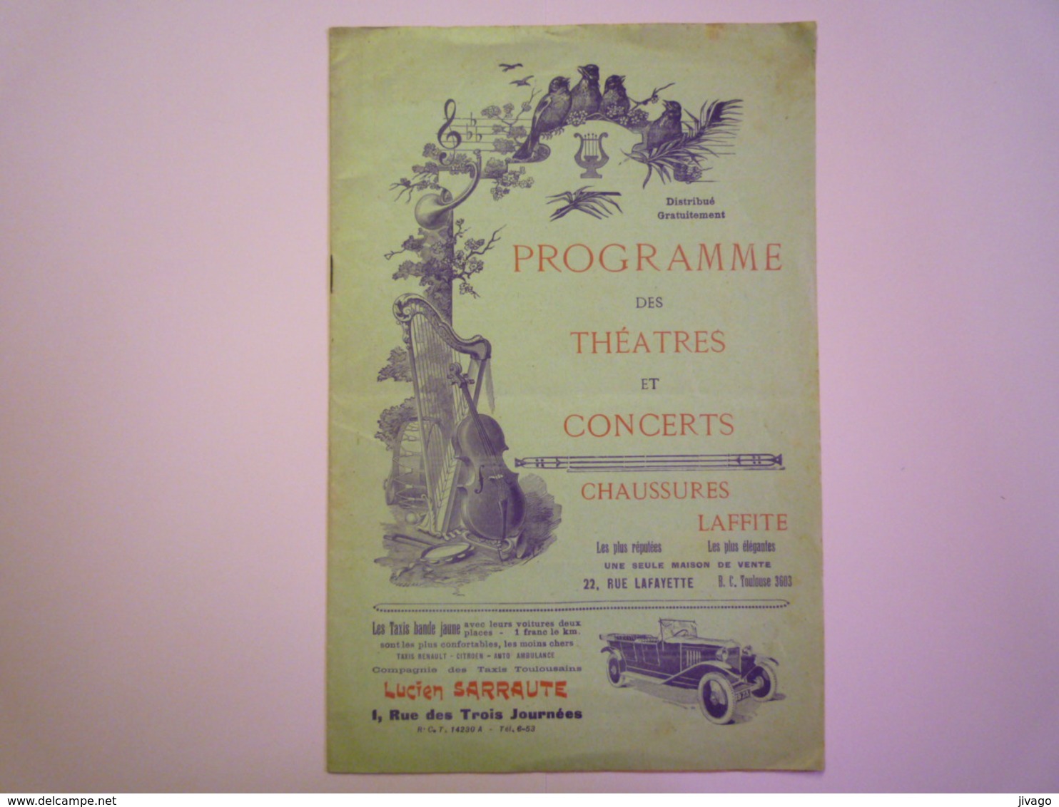 2019 - 1651  JOLI  PROGRAMME Des Théâtres Et Concerts   1926   - Programmes