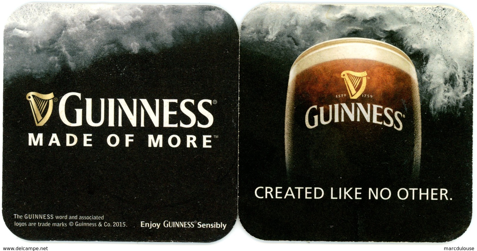 Ireland. Guinness. Made Of More. Created Like No Other. Est. 1759. Enjoy Guinness Sensibly. - Sous-bocks