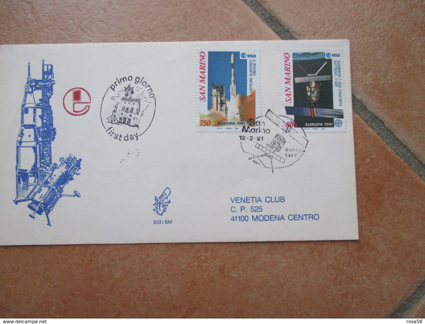 12.9.1991 Europa Unita CEPT Su FDC Venetia Viaggiata Spazio ESA Vettore Europeo - Storia Postale