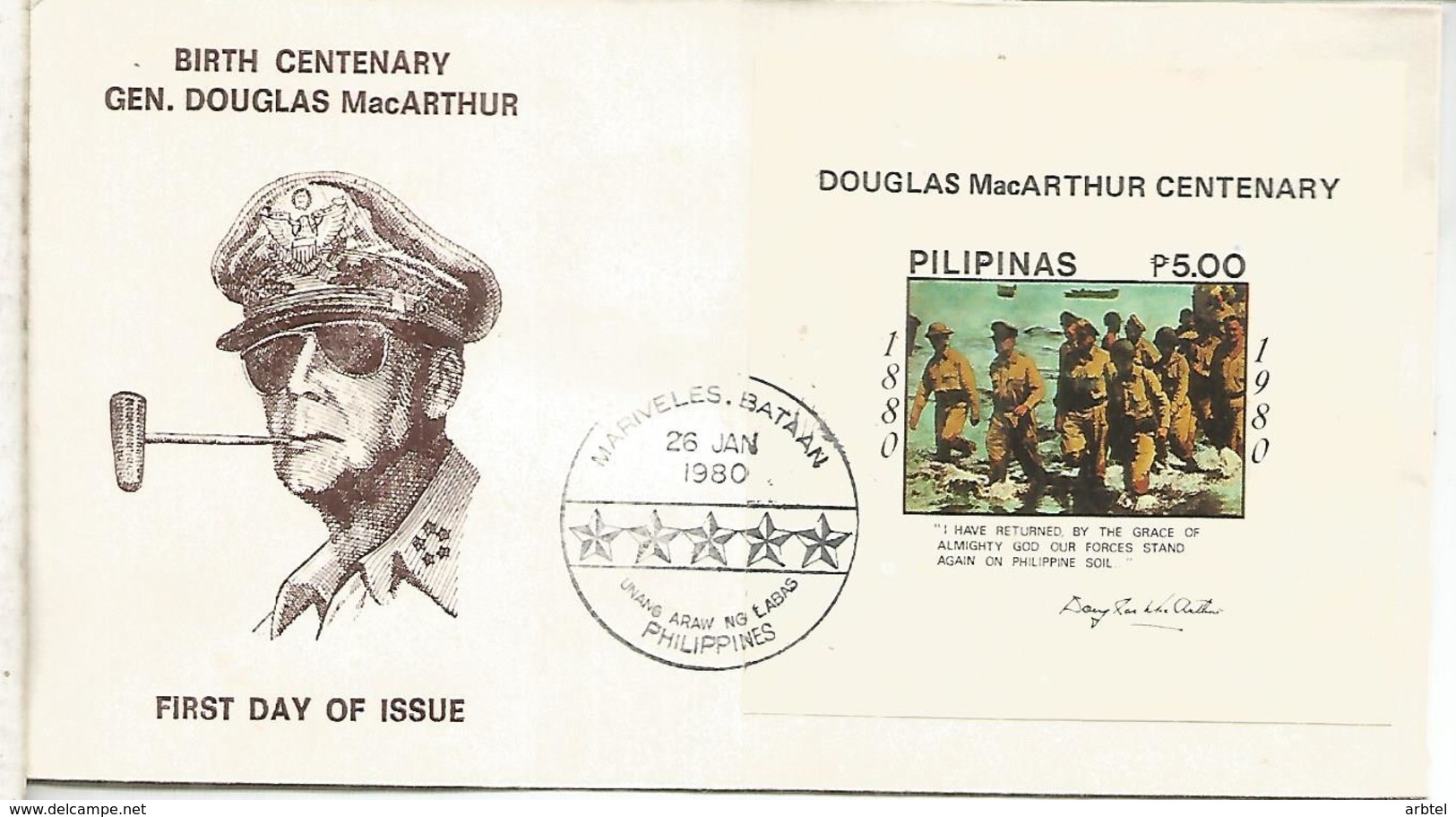 FILIPINAS WW2 GENERAL MACARTHUR GUERRA MUNDIAL PHILIPPINES  TABACO - Militares