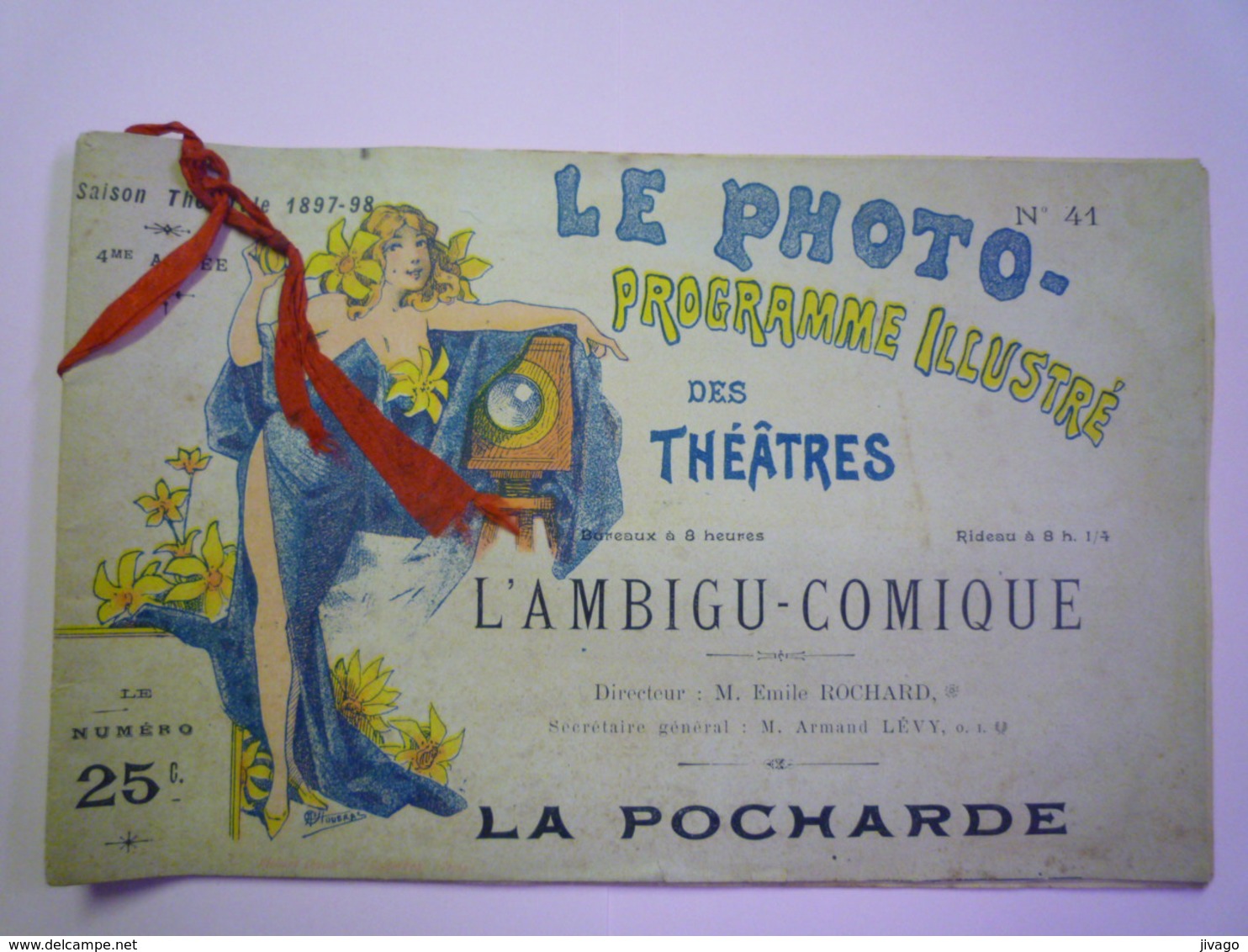 2019 - 1652  JOLI  PROGRAMME :  Le PHOTO PROGRAMME Des Théâtres  -   L'AMBIGU-COMIQUE  1897-1898   - Programmes
