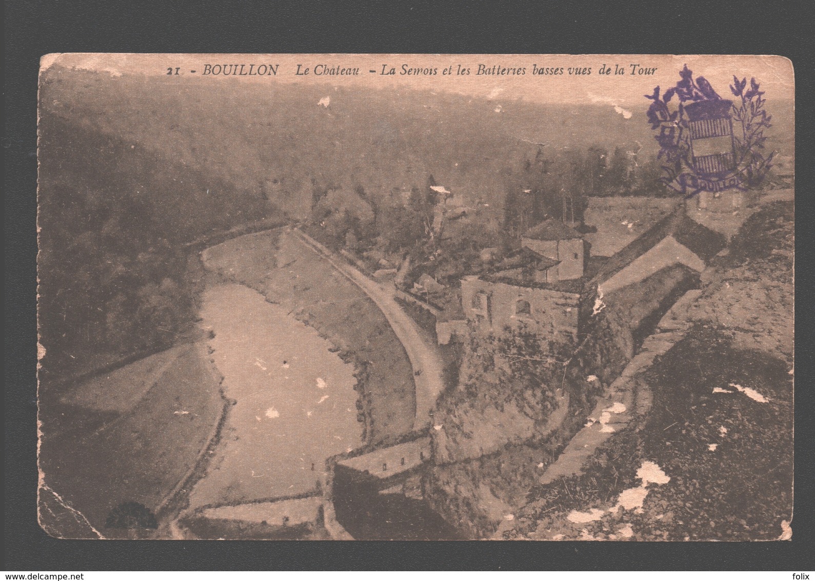 Bouillon - La Semois Et Les Batteries Basses Vues De La Tour - 1921 - Cachet Armes De La Ville De Bouillon - Bouillon