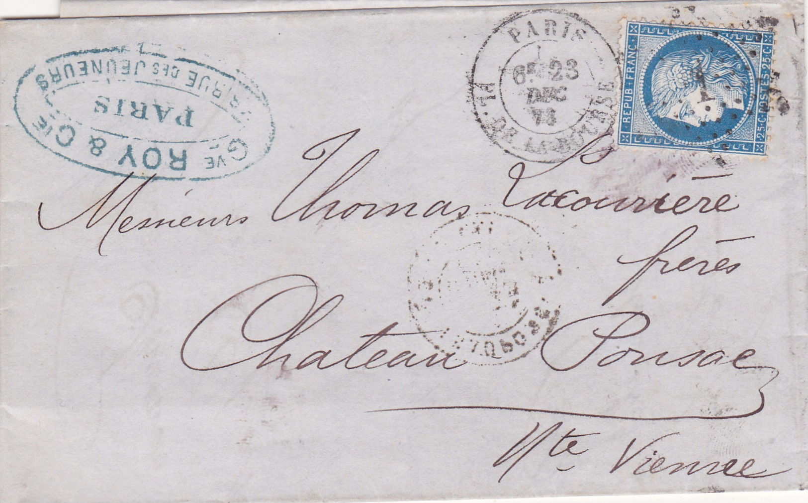 709 -  CERES 60 -  PARIS  A  CHATEAU PONSAC - 1849-1876: Classic Period