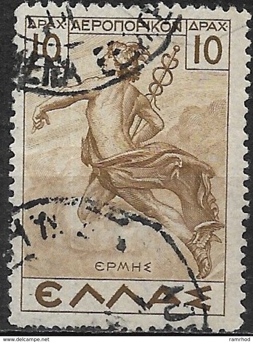 GREECE 1935 Air. Mythological Designs - 10d. Hermes FU - Used Stamps