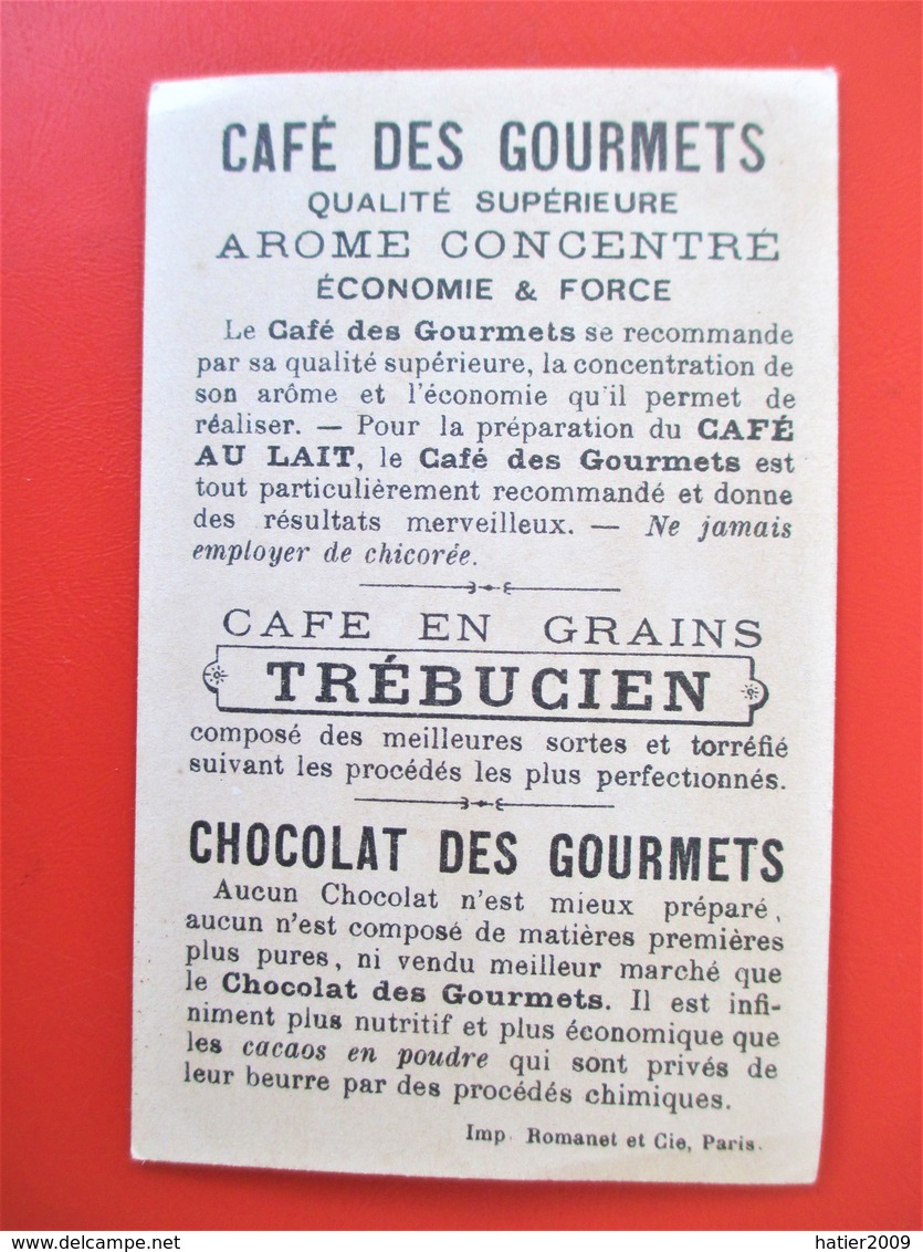 CHROMO Doré - Café Des Gourmets TREBUCIEN - Langage Des Fleurs GUIMAUVE - BIENFAISANCE - - Tè & Caffè