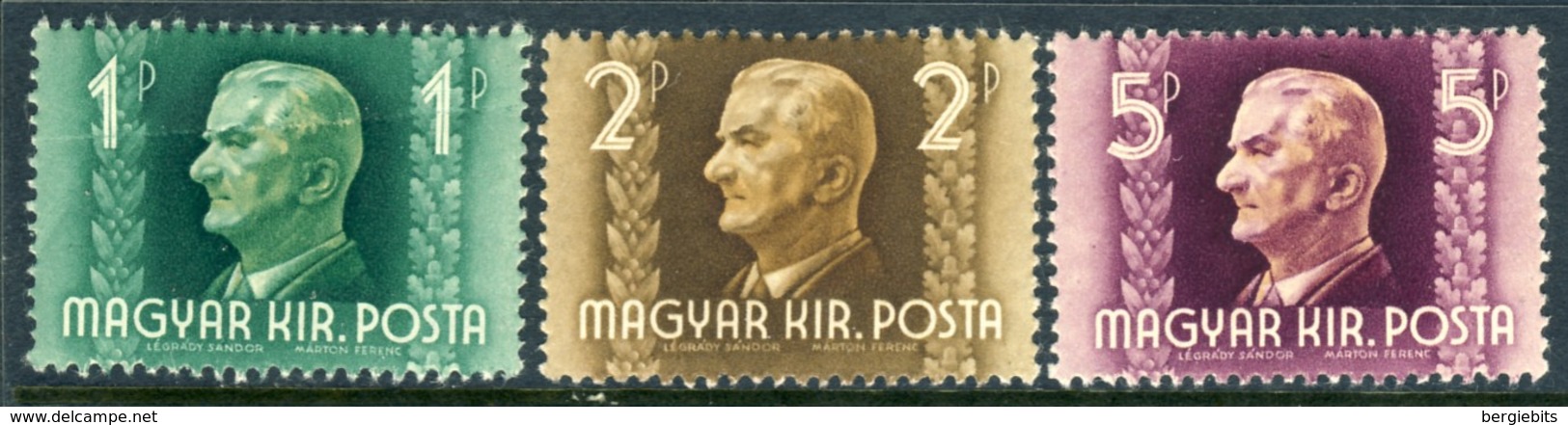 1941 Hungary MNH OG Complete Set Of 3 Stamps "Horthy" Michel #  657-659 - Unused Stamps