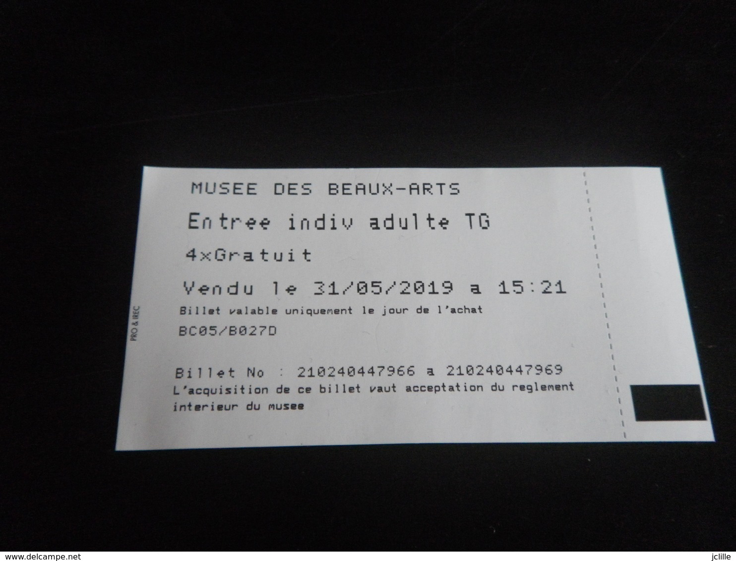 1 Ticket MUSEE DIJON - BEAUX ARTS - 4 Entrées - Tickets - Vouchers