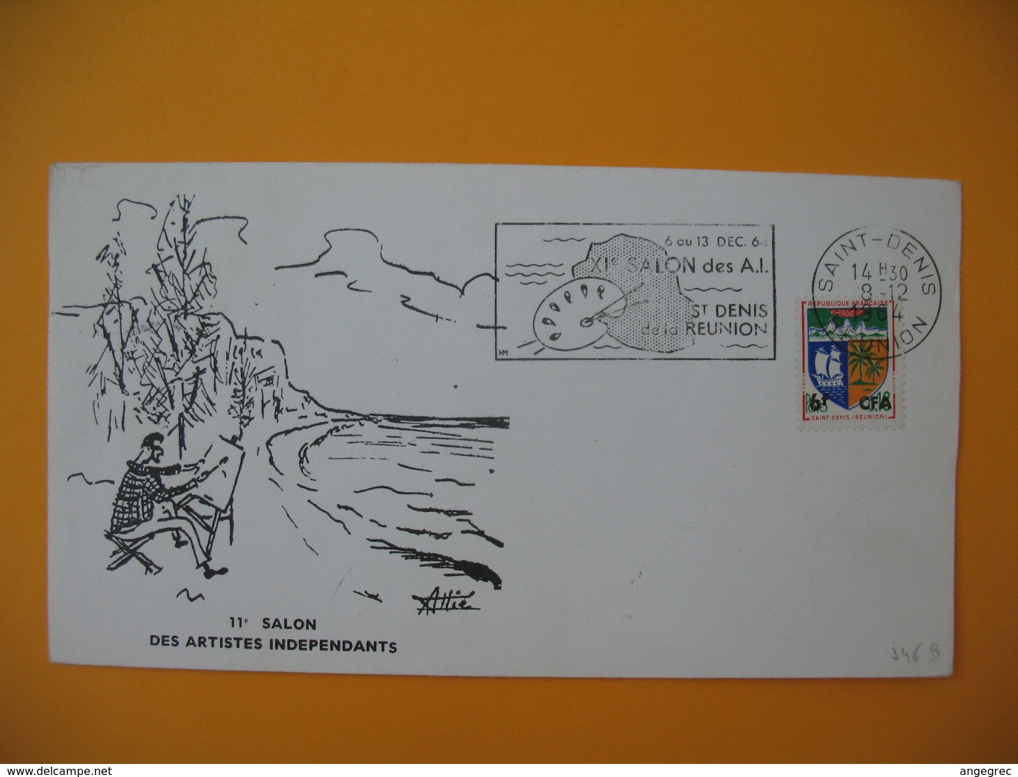 Lettre De La Réunion CFA  1964  N° 346B Saint Denis De La Réunion - 11 ème Salon Des Artistes Indépendants - Covers & Documents