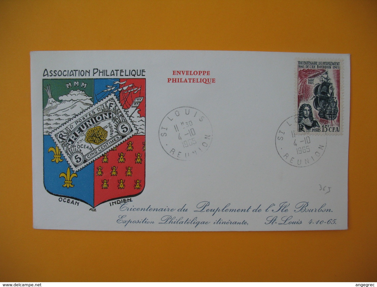 Lettre De La Réunion CFA  1965  N° 365 Tricentenaire Du Peuplement De L'Ile Bourbon Saint Louis - Covers & Documents