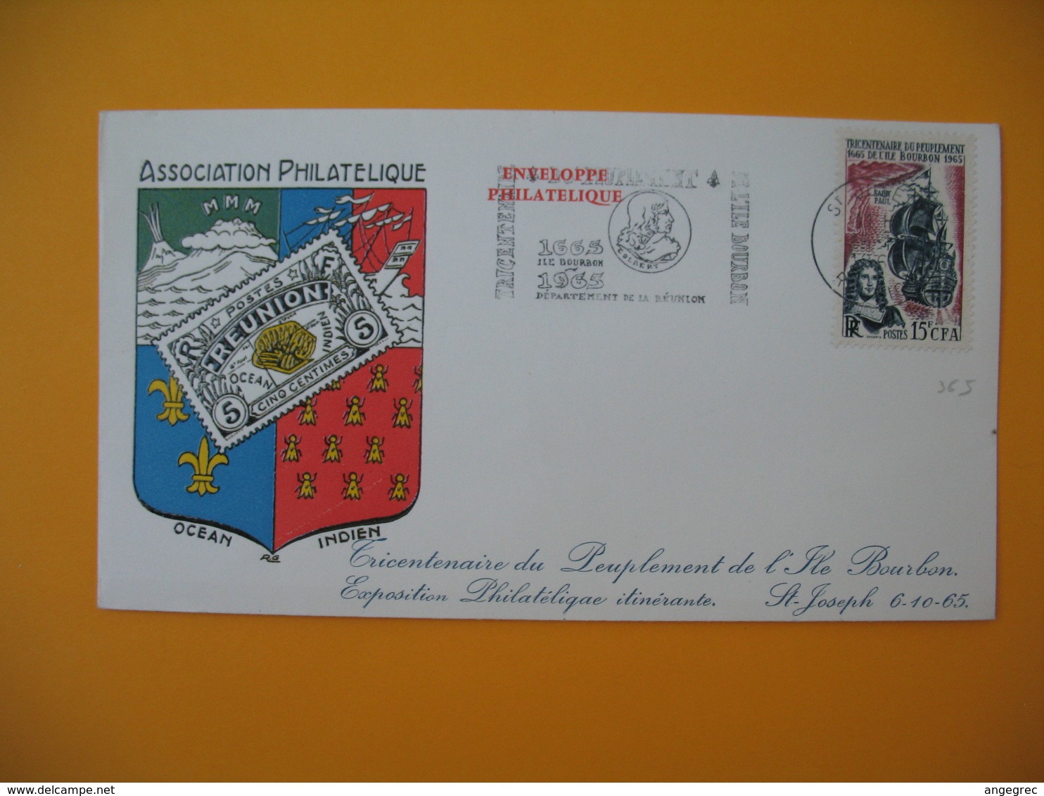 Lettre De La Réunion CFA  1965  N° 365 Tricentenaire Du Peuplement De L'Ile Bourbon Saint Denis - Covers & Documents