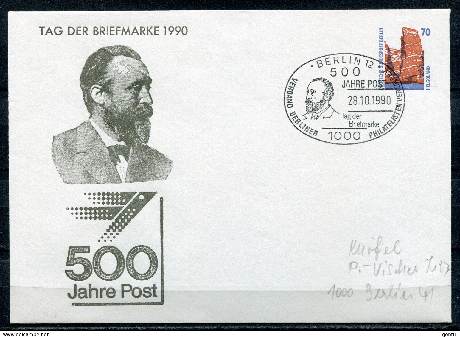 Germany,Berlin 1990 Privatganzsache 500 Jahre Post Mi.Nr. PU 150 Mit SST"Berlin 12-500 Jahre Post,Tag Der Brief."1 Beleg - Post