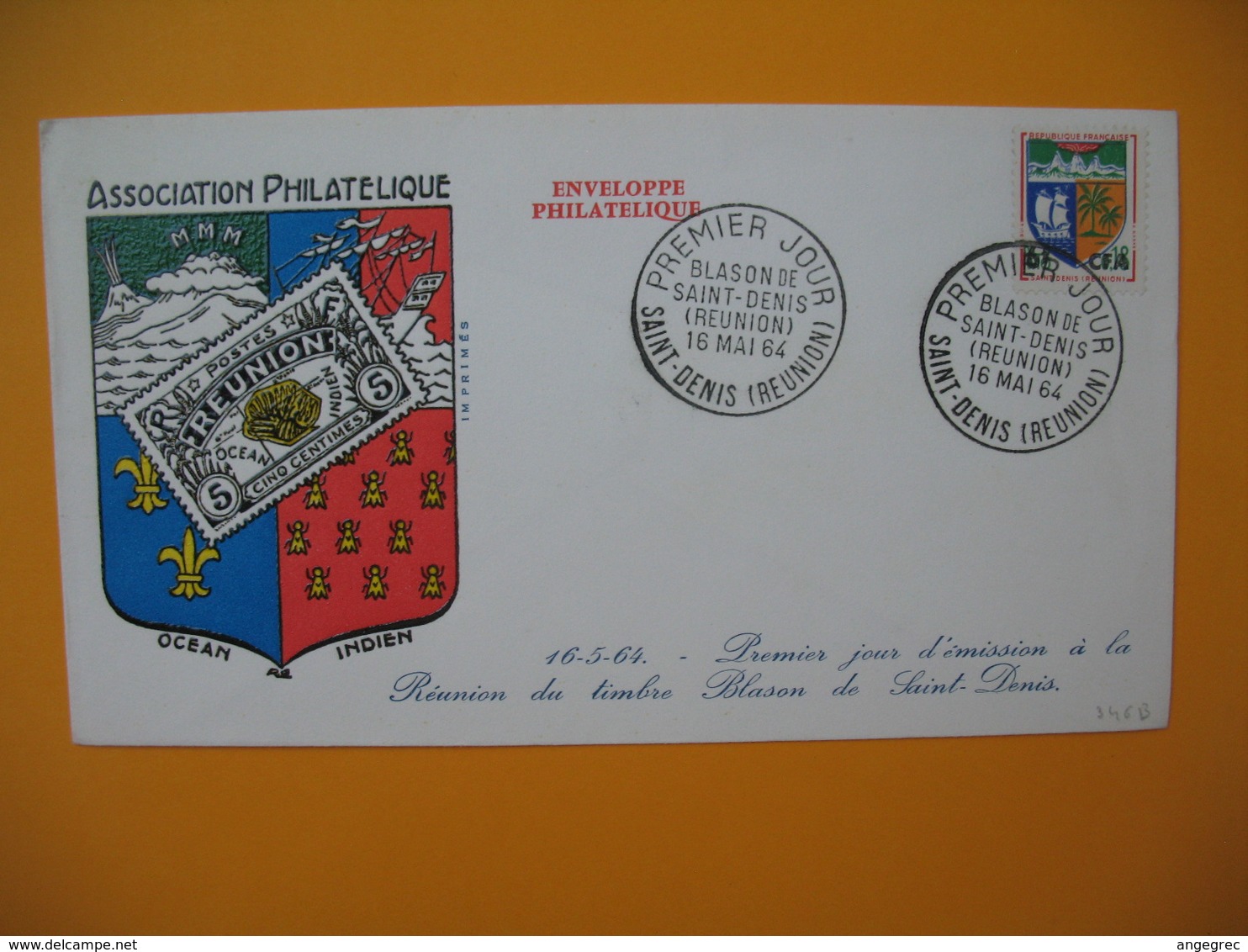 FDC  Réunion CFA 1964 N° 346B Blason De Saint Denis De La Réunion - Covers & Documents