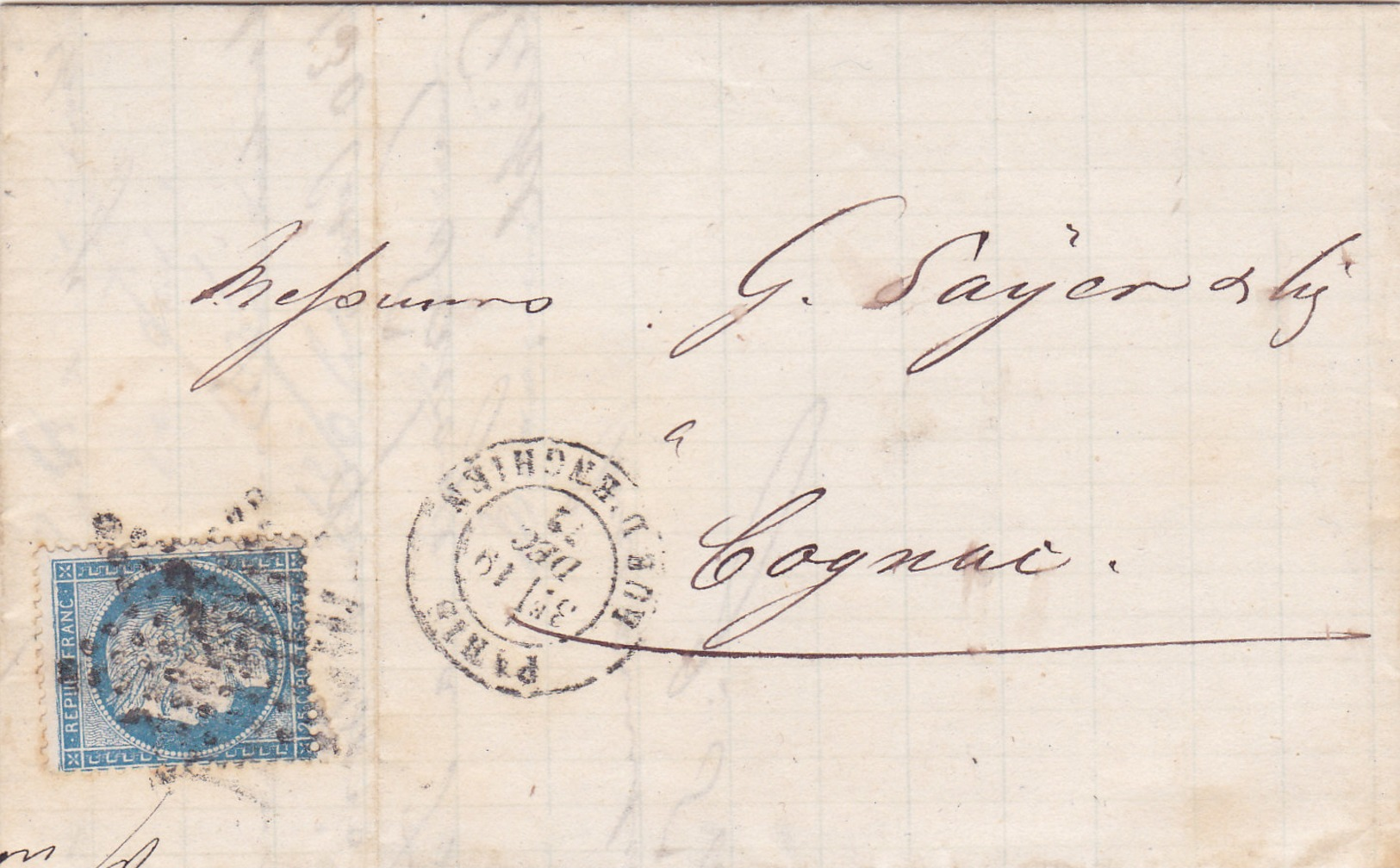 737 -  CERES 60 -   PARIS  A  COGNAC - 1849-1876: Classic Period