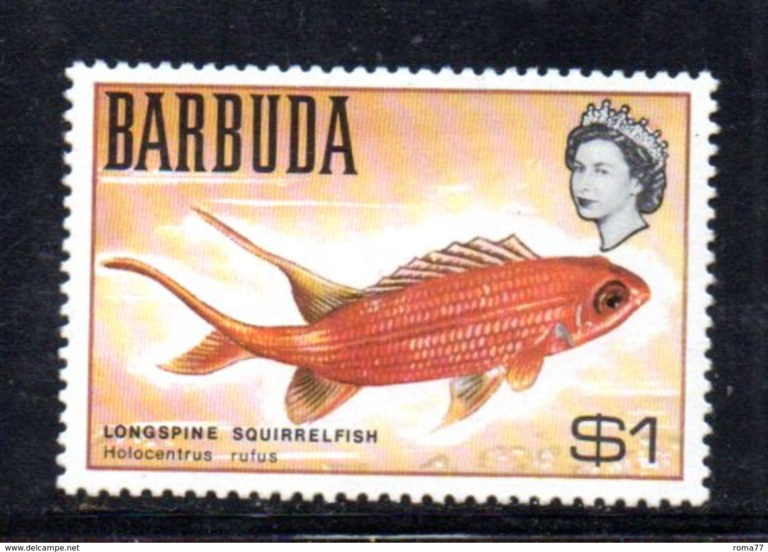 APR1424 - BARBUDA 1968 , 1 Doll Yvert N. 25 ***  MNH  (2380A)  Longspine - Barbuda (...-1981)