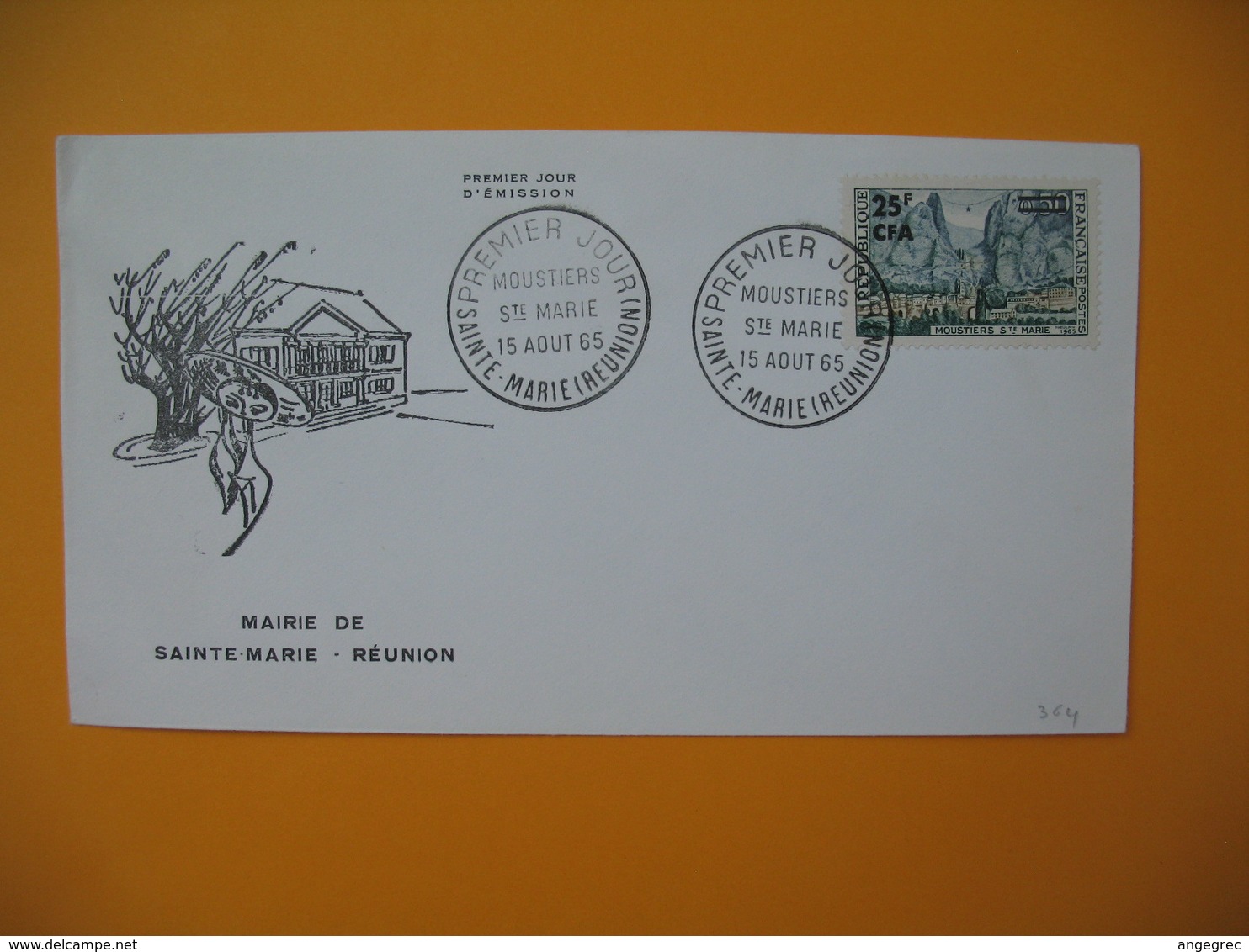 Enveloppe FDC  Réunion CFA 1965 N° 364  N° 346A  Moustiers De Sainte Marie - Covers & Documents