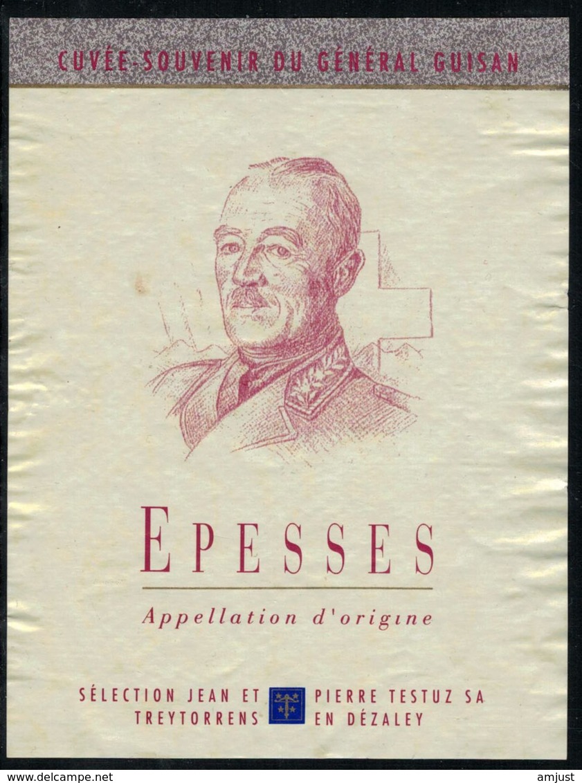 Etiquette De Vin // Epesses, Cuvée Du Général Guisan - Militär