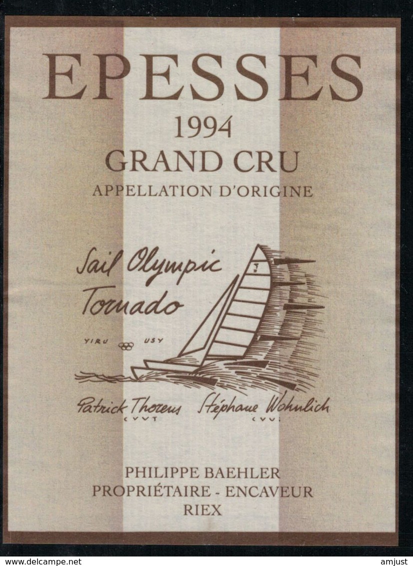 Etiquette De Vin // Epesses, Bateau Sail Olympic Tornado, Vaud, Suisse - Sailboats & Sailing Vessels