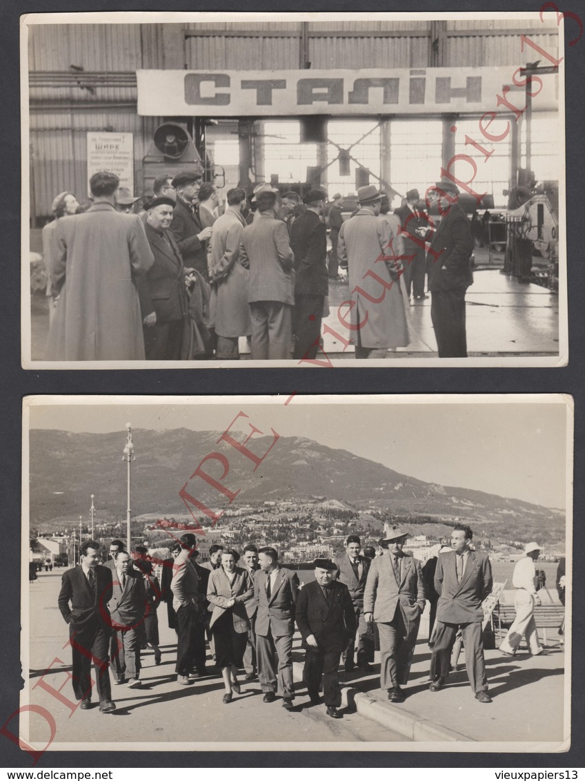 9 Photos Originales URSS C1950 Communisme Délégations étrangères Gare Fluviale Moscou Yalta &c 18x13 Guerre Froide Photo - Lieux