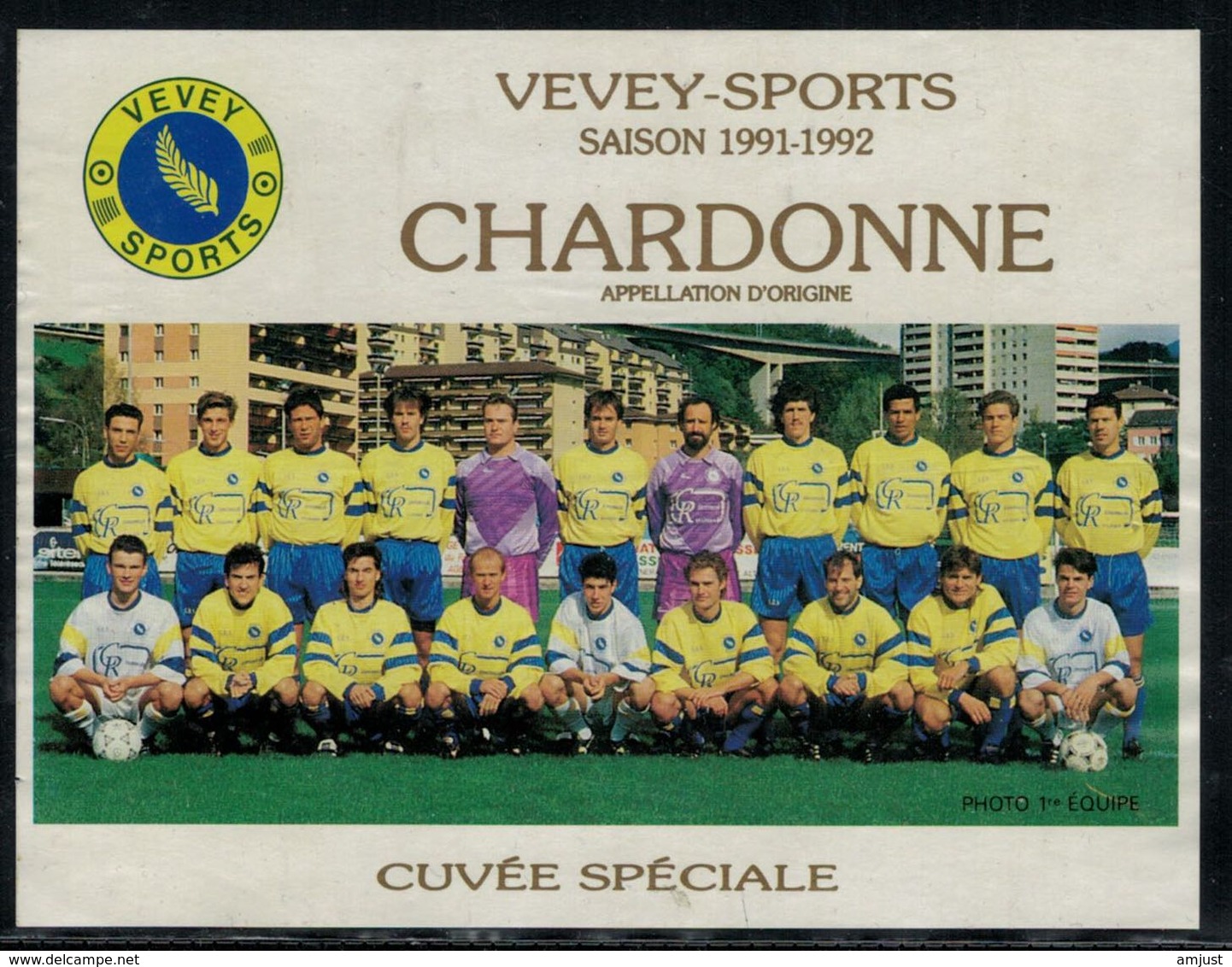 Etiquette De Vin // Chardonne, Vevey-sport 1991-1992, Vaud, Suisse - Football