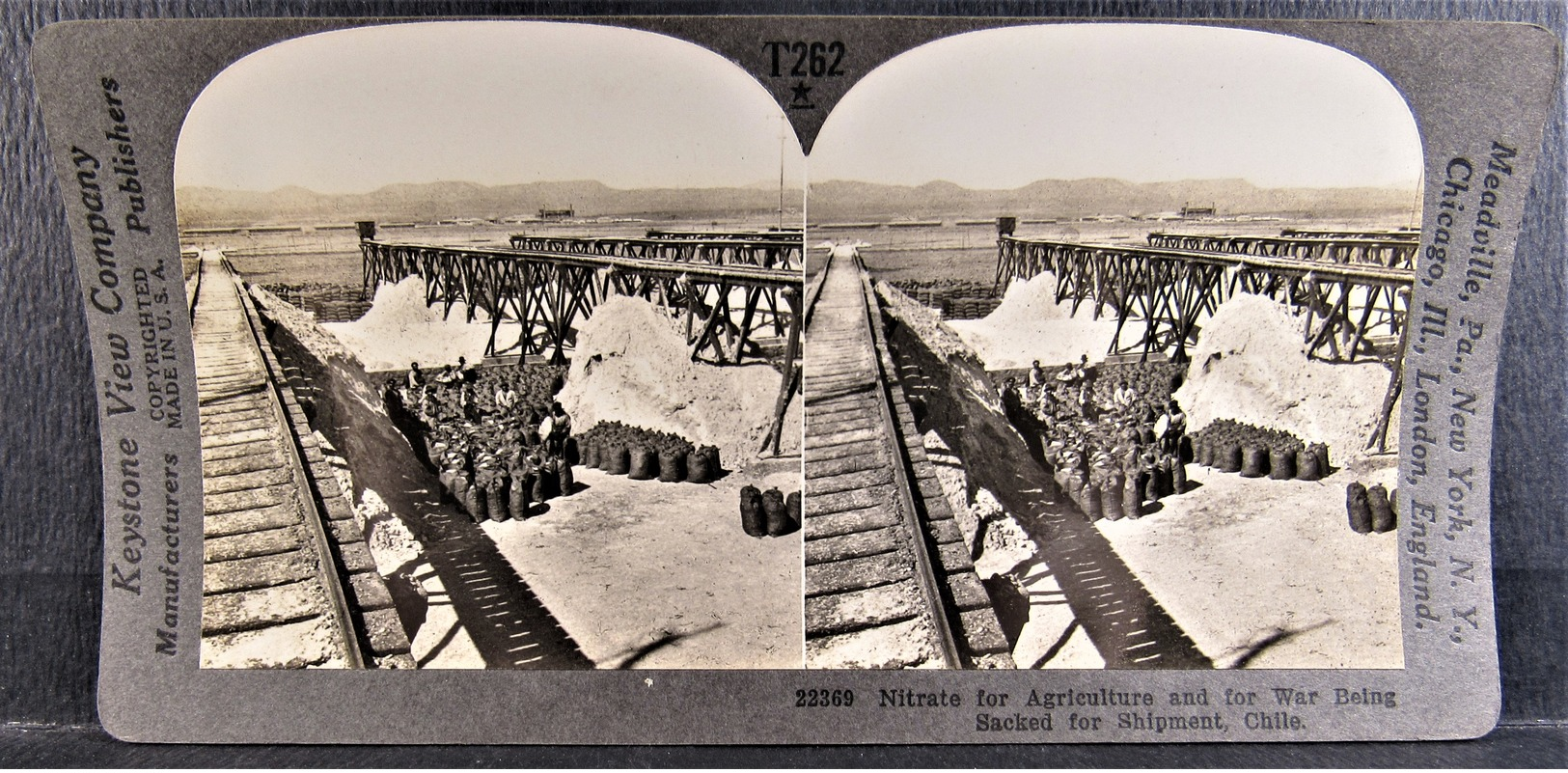 Vintage CHILE Keystone STEREOSCOPIC VIEW - Drying And Sacking Nitrate For Shipment - Stereoscopic