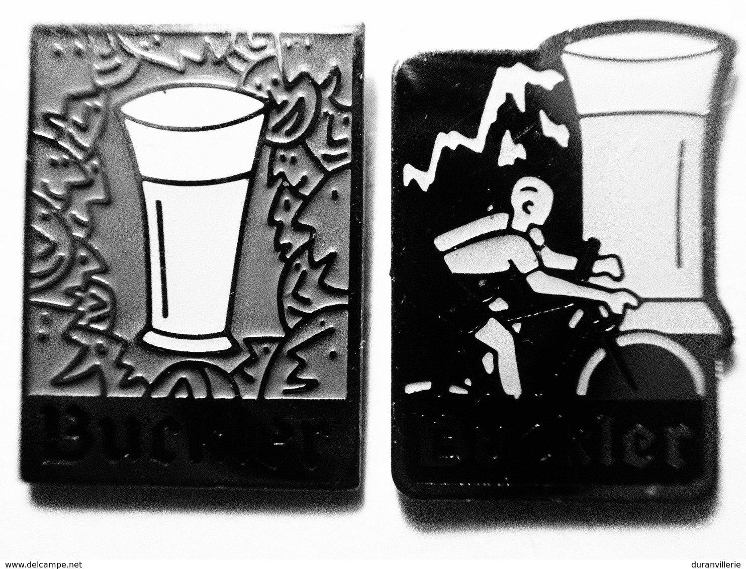 Lot De 2 Pin's - Buckler Cycliste + Verre - Bière