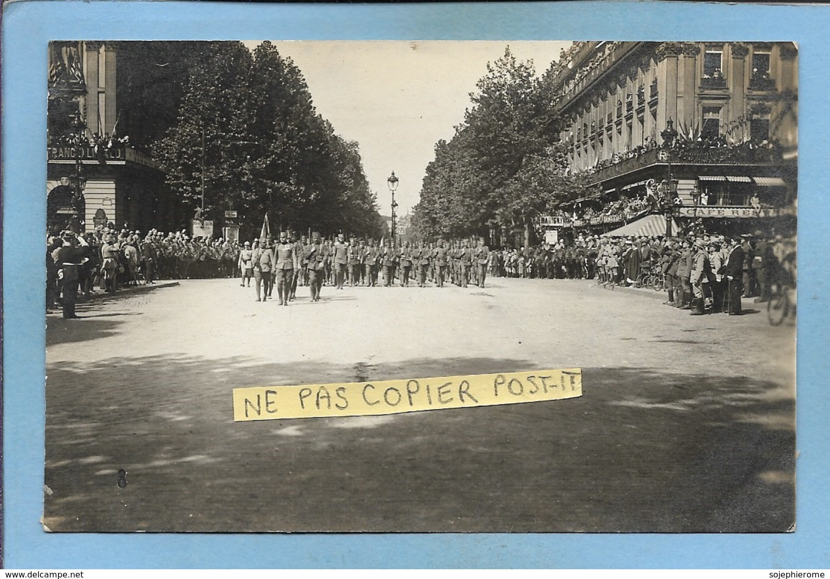 Carte-photo Paris 8e Fête De La Victoire 14-07-1919 (Champs-Elysées ? Près De L'avenue Marigny) 2scans - Arrondissement: 08