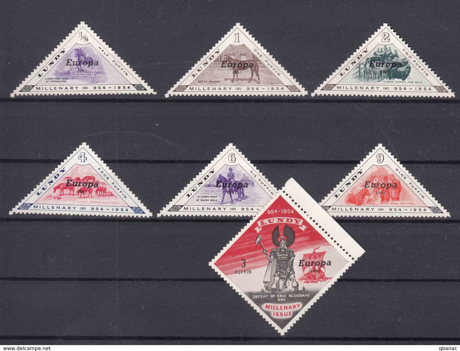 Great Britain Lundy 1961 Europa Private Issue, Horses, Mint Never Hinged - Lokale Uitgaven