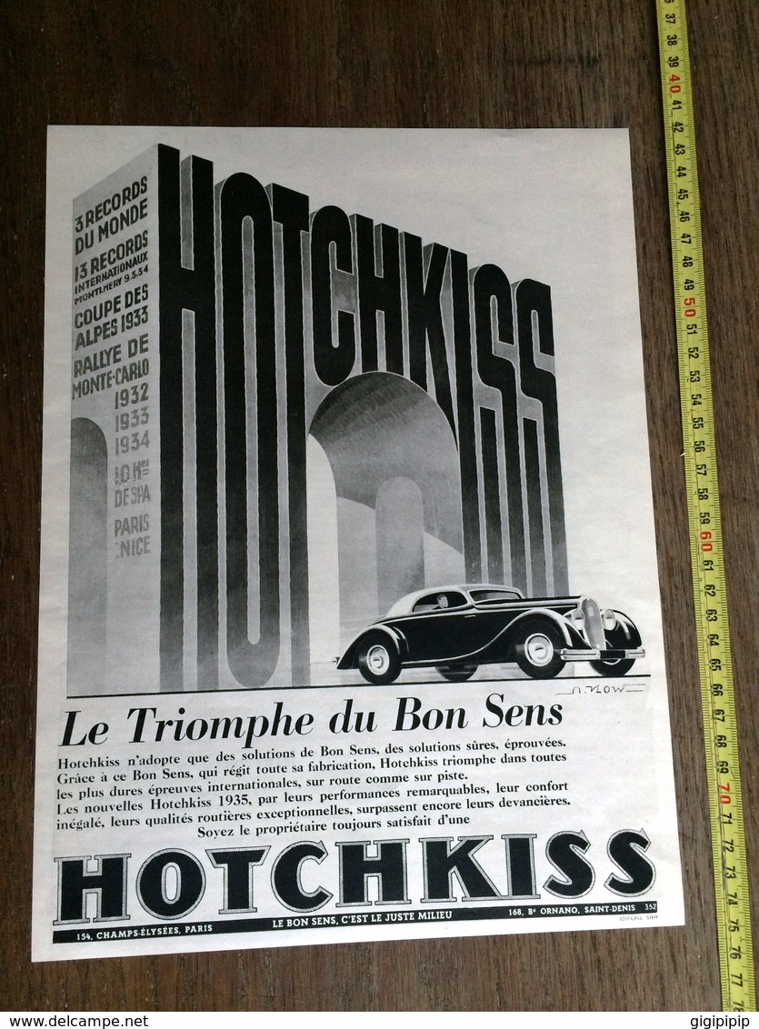 ANNEES 30 PUBLICITE AUTOMOBILE HOTCHKISS - Collections