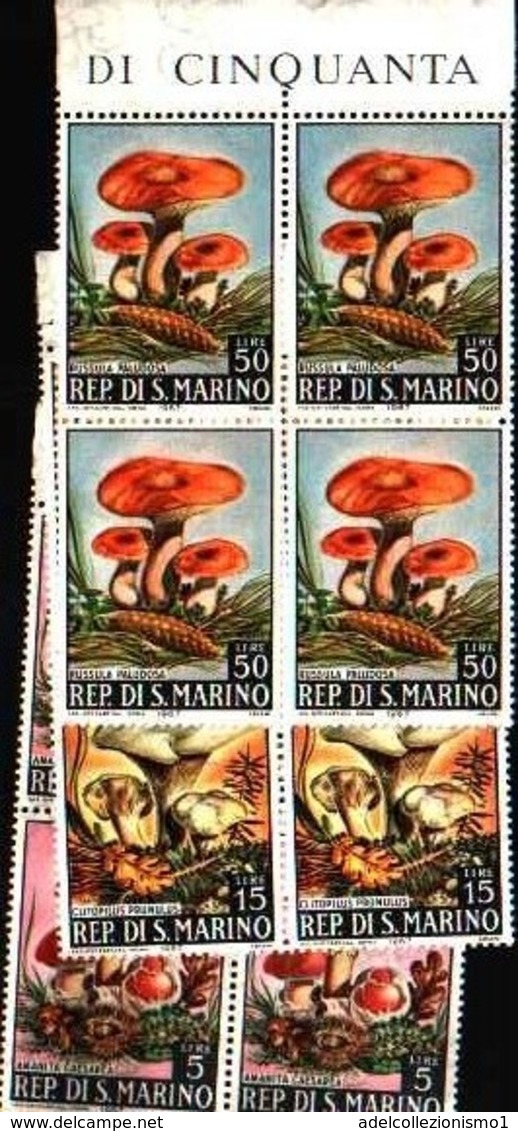 5431bis) SAN MARINO- Funghi - 15 Giugno 1967 -in Quartina -MNH** - Nuovi