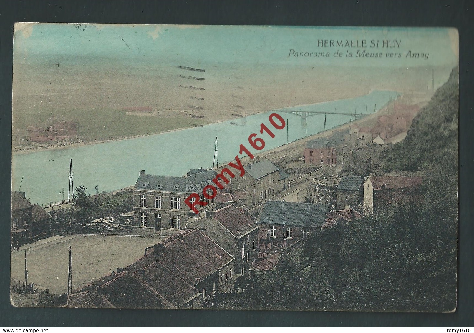 Hermalle S/ Huy - Panorama De La Meuse Vers Amay. Carte En Couleur, Rare. - Engis