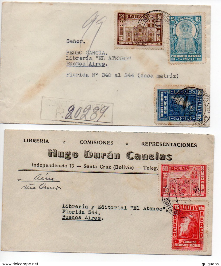 Bolivia: Dos Cartas Con Correo Aéreo A Buenos Aires - Bolivia