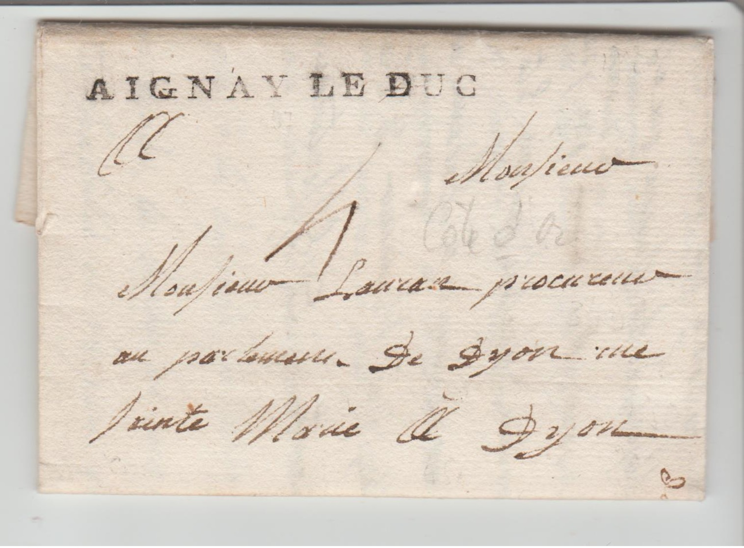 Cte D'Or: AIGNAY LE DUC Linéaire 57 X 3 / LAC Filigrane De 1780 > Dijon, Ind 16 SUP - 1701-1800: Précurseurs XVIII