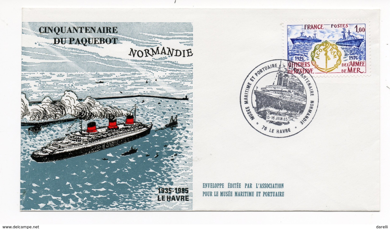 Cinquantenaire Du Paquebot Normandie - 1935-1985 Le Havre - Oblitération Temporaire Musée Maritime - Bateaux
