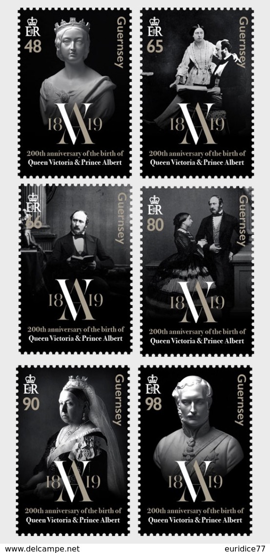 Guernsey 2019 - 200th Anniversary - Queen Victoria & Prince Albert Stamp Set Mnh - Guernsey